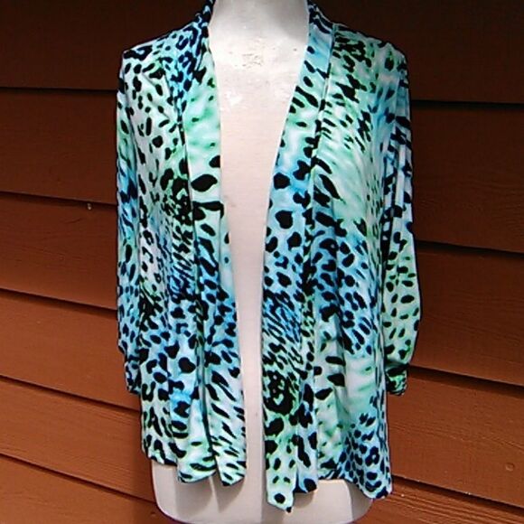 Ellen Tracy Open Animal Print Cardigan - Picture 1 of 8